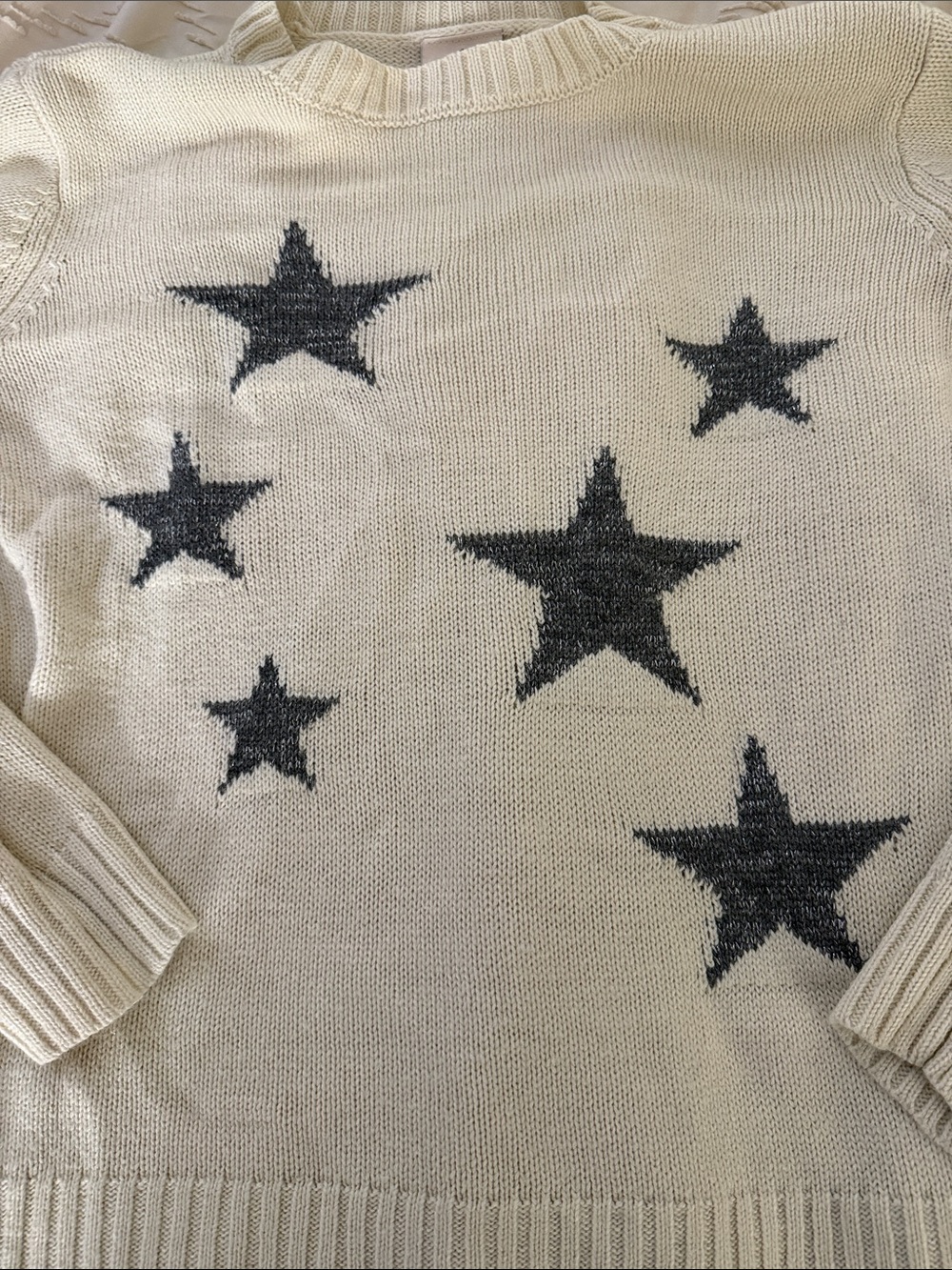 Cream Star-Print St John’s Bay Women's Sweater - Picture 3 of 6